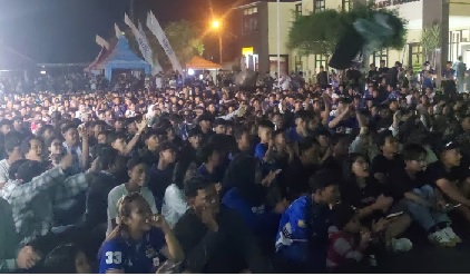 nobar persib vs psm di polres banjar-lintas jabar