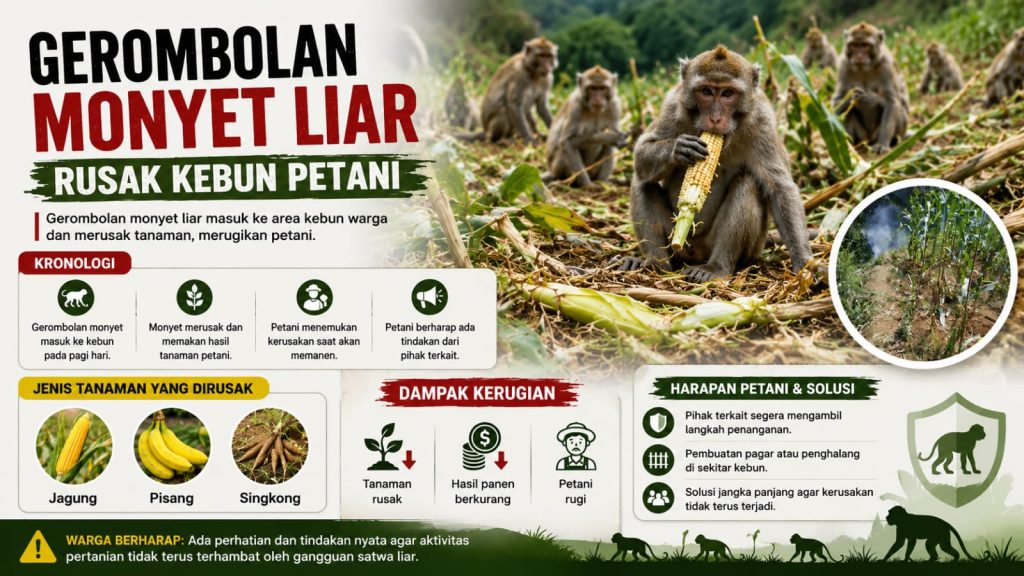 Gerombolan Monyet Liar Rusak Kebun Petani